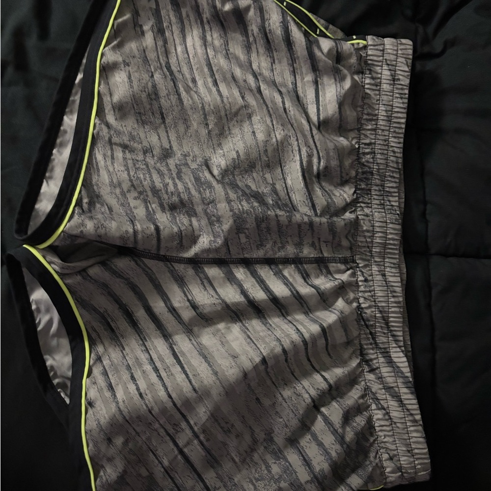 Striped Athletic Shorts with Neon Accents